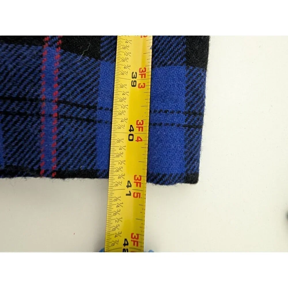 Vintage Plaid Pleated Pants Womens Size 8 Blue Wool Blend Lined High Waisted